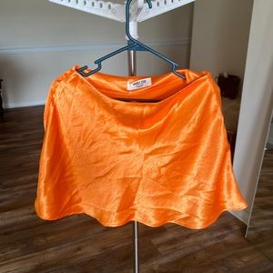 Double Zero, Medium Orange Satin Mini Skirt, never worn, tags still on
